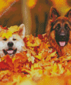 Autumn Puppies Diamond Painting