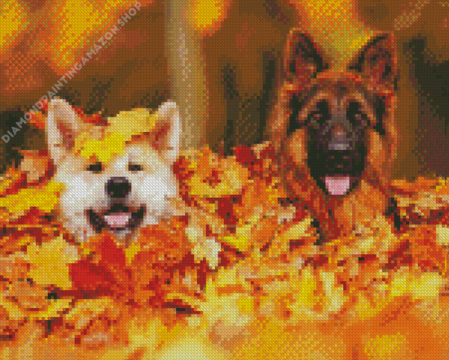 Autumn Puppies Diamond Painting