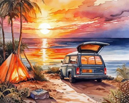 Beach Campsite Diamond Painting
