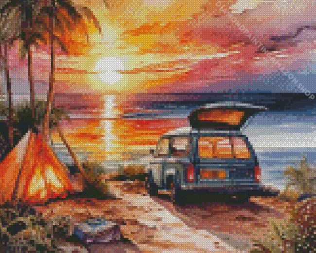 Beach Campsite Diamond Painting