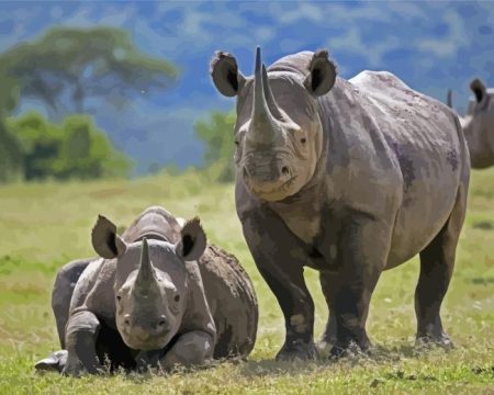 Black Rhino Diamond Painting