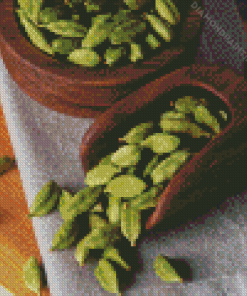 Cardamom In Wooden Bowl Diamond Painting