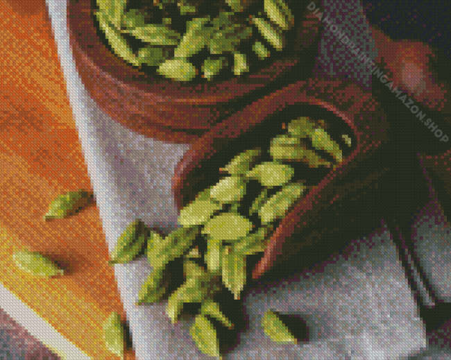 Cardamom In Wooden Bowl Diamond Painting