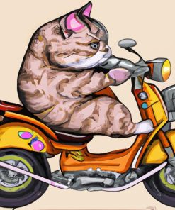 Cat On Motorcycle Diamond Painting