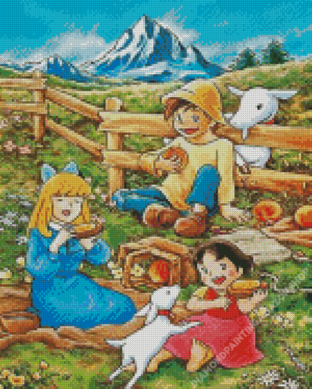 Children And lamb Diamond Painting