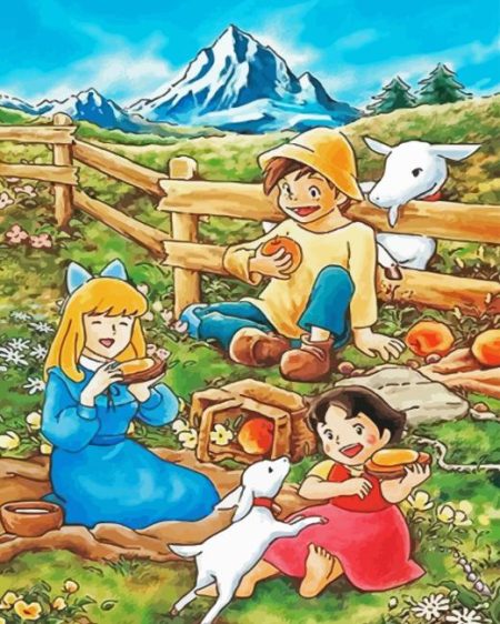 Children And lamb Diamond Painting