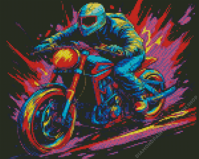 Colorful Speedway Motorcycle Diamond Painting