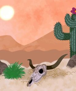 Cow Skull And Cactus Diamond Painting