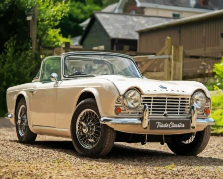 Cream Tr4 Car Diamond Painting