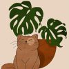 Cute Cat And Plant Diamond Painting