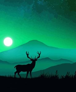 Deer Landscape Silhouette Diamond Painting