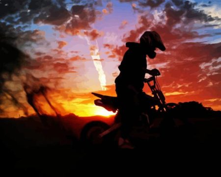 Dirt Biker With Sunset Diamond Painting