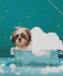 Dog In Bath Diamond Painting