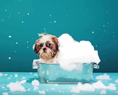Dog In Bath Diamond Painting