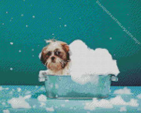 Dog In Bath Diamond Painting