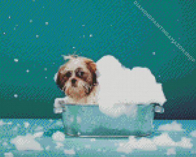 Dog In Bath Diamond Painting