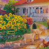 Farm Flowers And Barn Diamond Painting