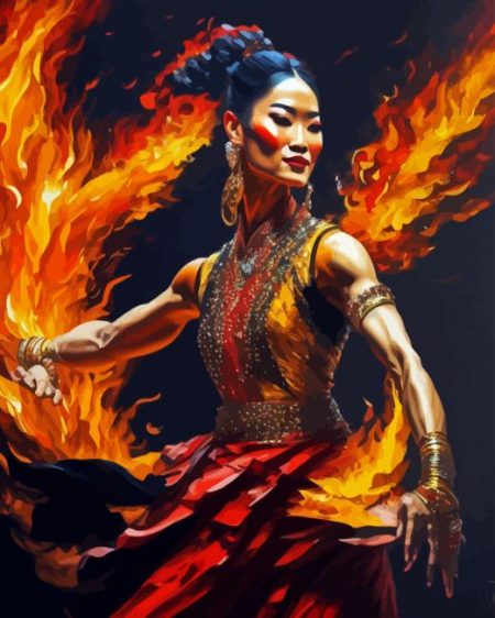 Fire Dancer Woman Diamond Painting