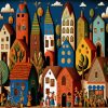 Folk Art Houses Diamond Painting