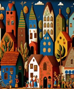 Folk Art Houses Diamond Painting