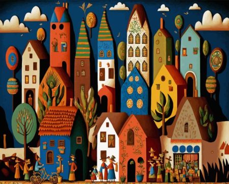 Folk Art Houses Diamond Painting