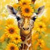 Giraffe And Sunflower Diamond Painting