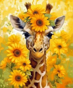 Giraffe And Sunflower Diamond Painting