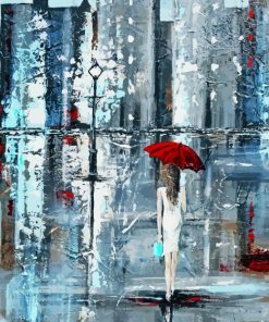 Girl With Red Umbrella Diamond Painting