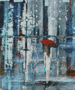 Girl With Red Umbrella Diamond Painting