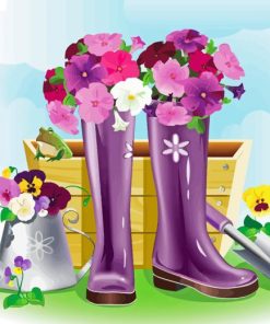 Gumboots And Flowers Diamond Painting