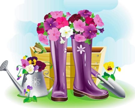 Gumboots And Flowers Diamond Painting