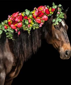 Horse And Flowers Diamond Painting