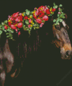 Horse And Flowers Diamond Painting