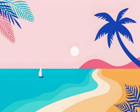 Illustration Sea Island Diamond Painting