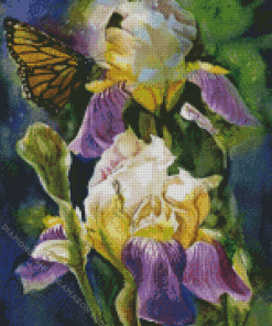 Irises And Butterflies Diamond Painting