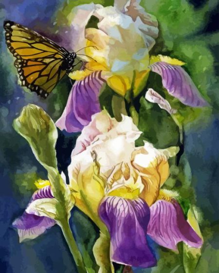 Irises And Butterflies Diamond Painting