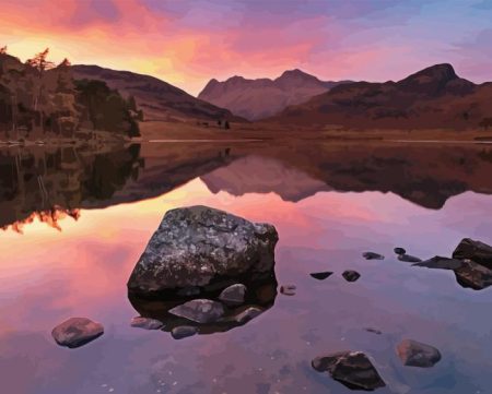 Lake District Langdale Pikes At Sunset Diamond Painting