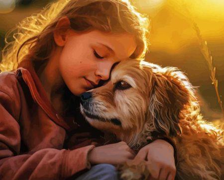 Little Girl With Puppy Diamond Painting