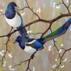 Magpies On Tree Diamond Painting