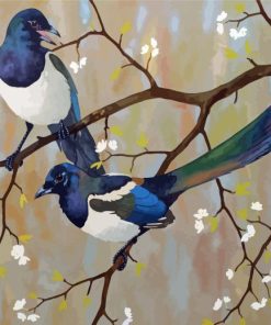 Magpies On Tree Diamond Painting