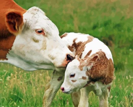 Mother And Baby Cow Diamond Painting