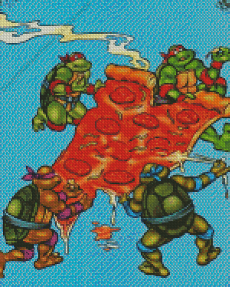 Ninja Turtles Eating Pizza Diamond Painting
