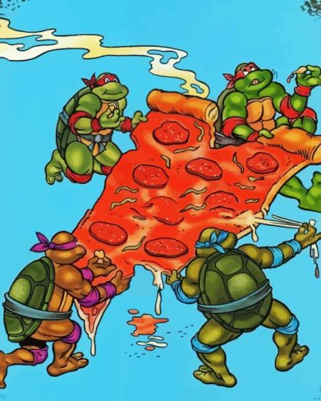 Ninja Turtles Eating Pizza Diamond Painting