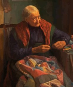 Old Woman Knitting Diamond Painting