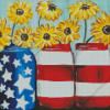 Patriotic Sunflowers In Jar Diamond Painting