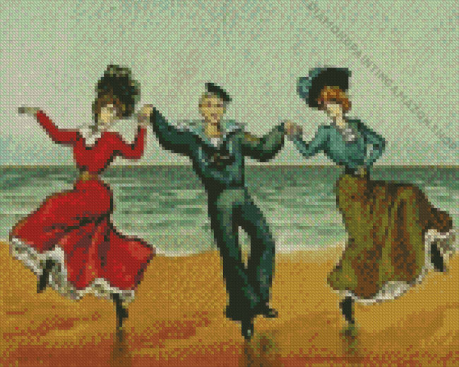 People Dancing On Beach Diamond Painting