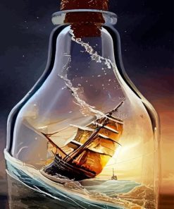 Pirate Ship In Bottle Diamond Painting