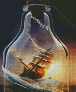 Pirate Ship In Bottle Diamond Painting