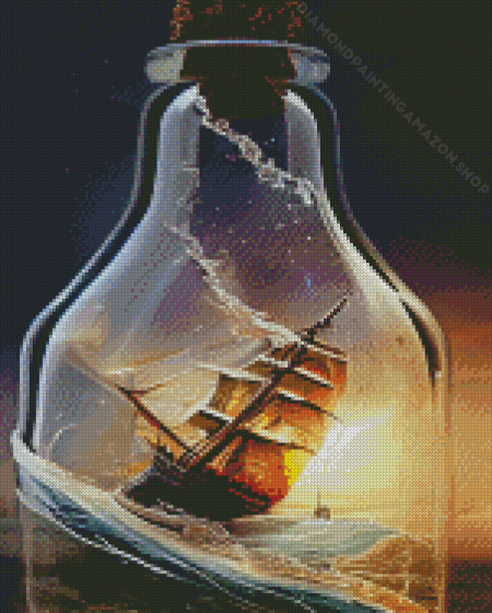 Pirate Ship In Bottle Diamond Painting