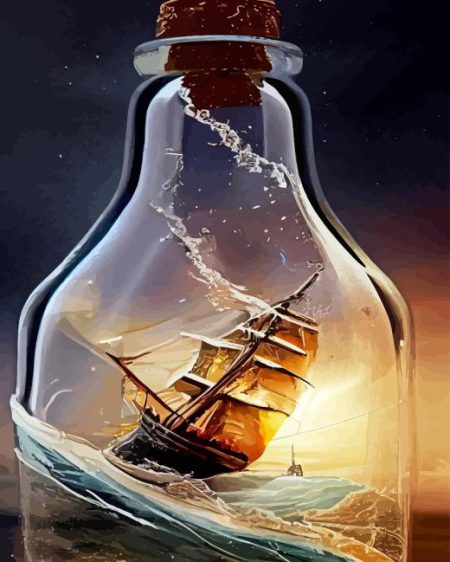 Pirate Ship In Bottle Diamond Painting
